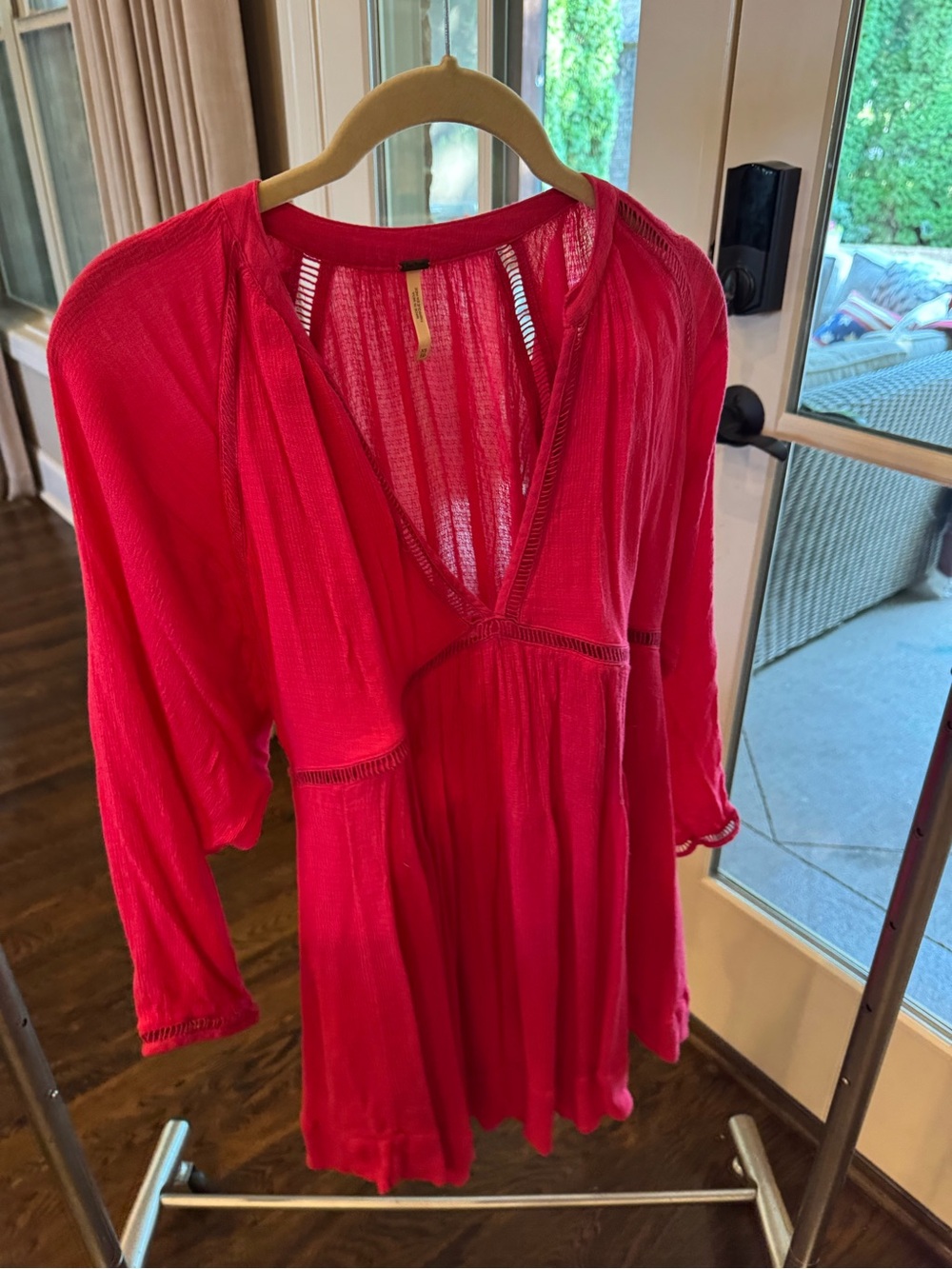 Free People Bright Red Mini Tunic Dress